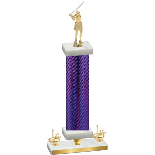 Premium Single Purple Carbon Fiber First Place Golf Trophy