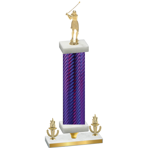 Premium Single Purple Carbon Fiber Victory Golf Trophy