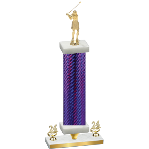 Premium Single Purple Carbon Fiber Year Golf Trophy