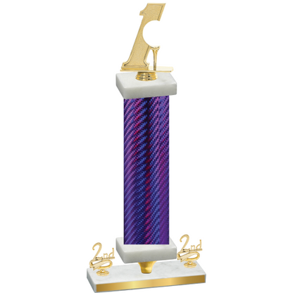 Premium Single Purple Carbon Fiber Second Place Golf Trophy