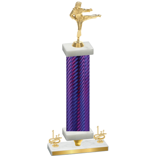 Premium Single Purple Carbon Fiber First Place Karate Trophy