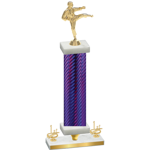 Premium Single Purple Carbon Fiber First Place Karate Trophy