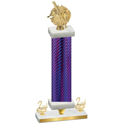 Premium Single Purple Carbon Fiber Second Place Baseball Trophy