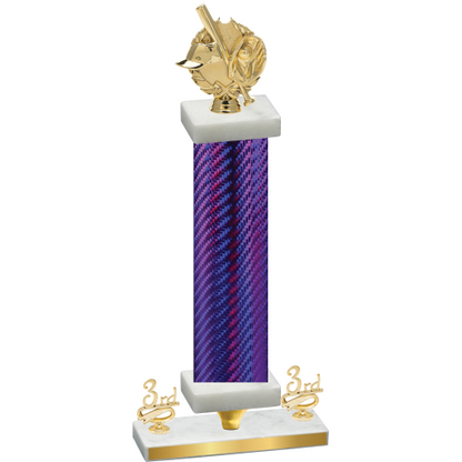 Premium Single Purple Carbon Fiber Third Place Baseball Trophy