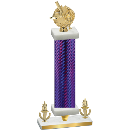 Premium Single Purple Carbon Fiber Victory Baseball Trophy