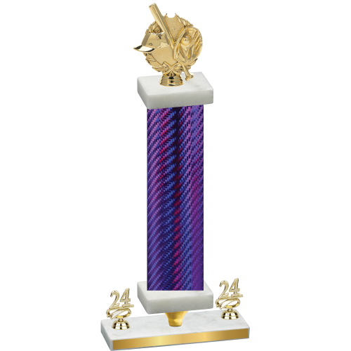 Premium Single Purple Carbon Fiber Year Baseball Trophy