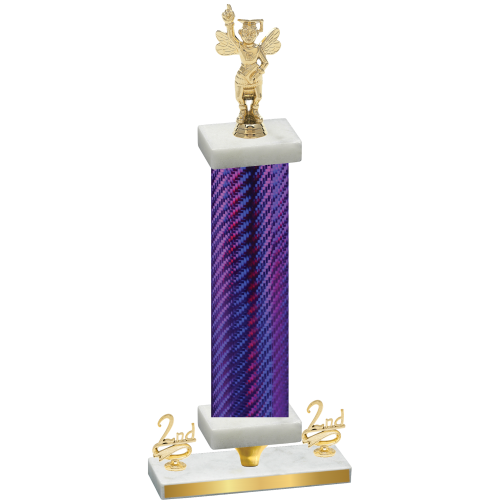 Premium Single Purple Carbon Fiber Second Place Academics Trophy