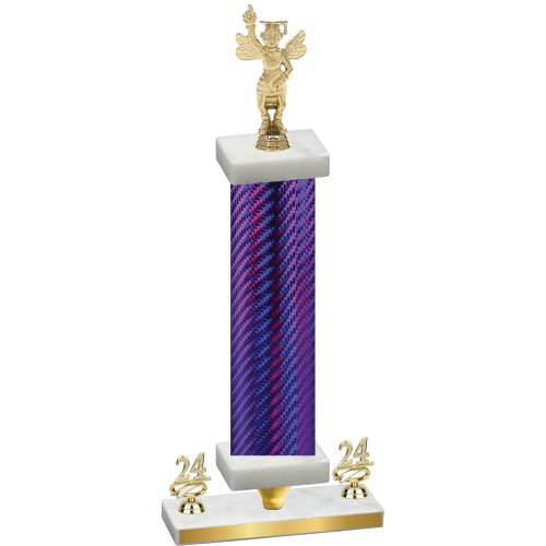 Premium Single Purple Carbon Fiber Year Academics Trophy