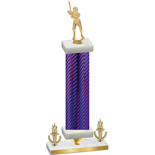 Premium Single Purple Carbon Fiber Victory Baseball Trophy