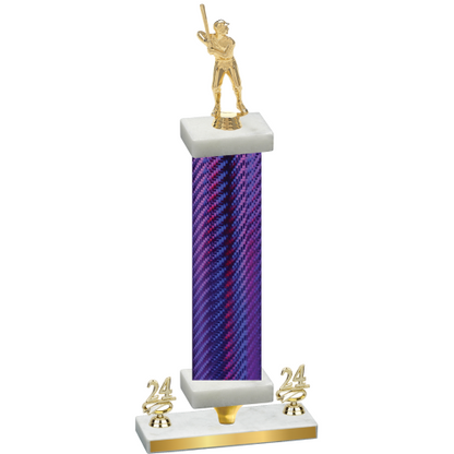 Premium Single Purple Carbon Fiber Year Baseball Trophy