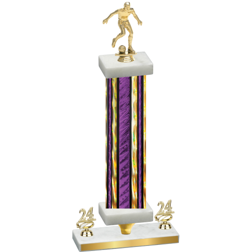 Premium Single Purple Glacier Year Soccer Trophy