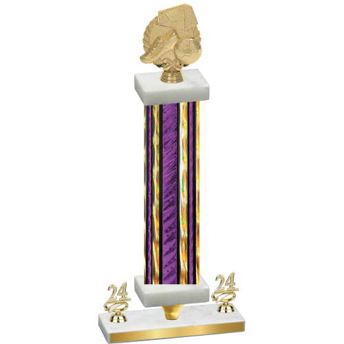 Premium Single Purple Glacier Year Soccer Trophy