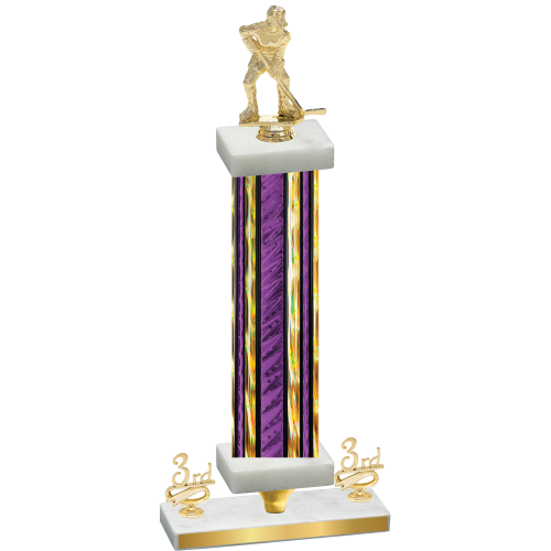 Premium Single Purple Glacier Third Place Hockey Trophy