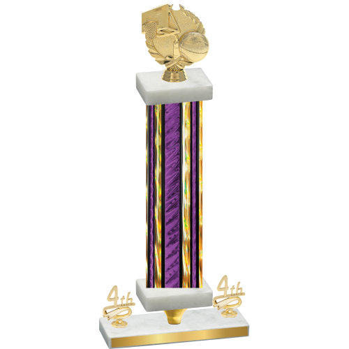 Premium Single Purple Glacier Fourth Place Basketball Trophy