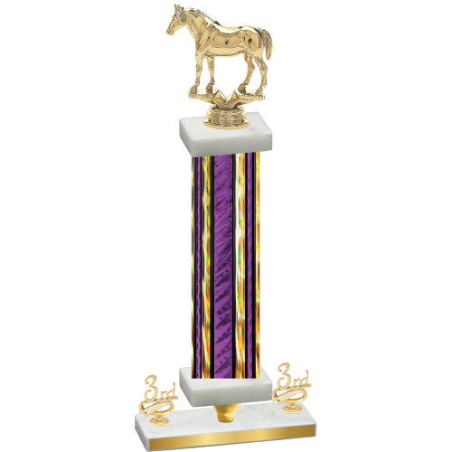 Premium Single Purple Glacier Third Place Horses Trophy