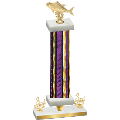 Premium Single Purple Glacier Third Place Fishing Trophy