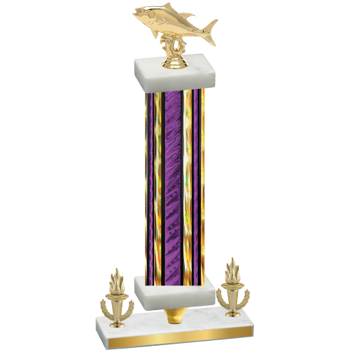 Premium Single Purple Glacier Victory Fishing Trophy