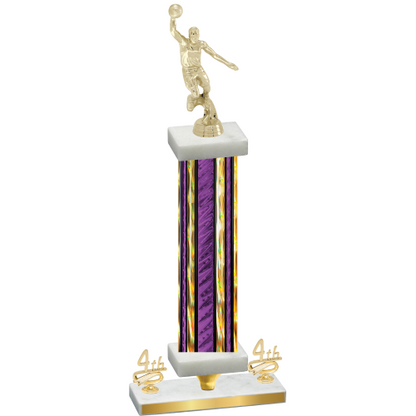 Premium Single Purple Glacier Fourth Place Basketball Trophy