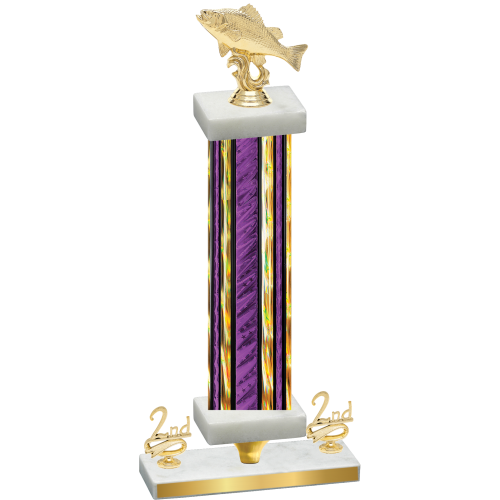 Premium Single Purple Glacier Second Place Fishing Trophy