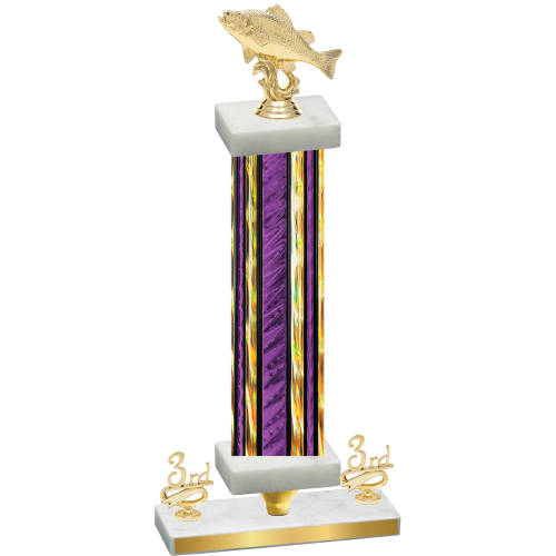 Premium Single Purple Glacier Third Place Fishing Trophy