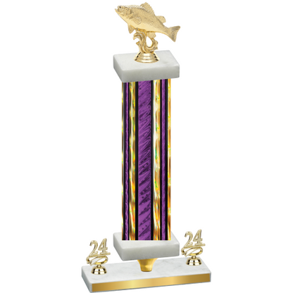 Premium Single Purple Glacier Year Fishing Trophy