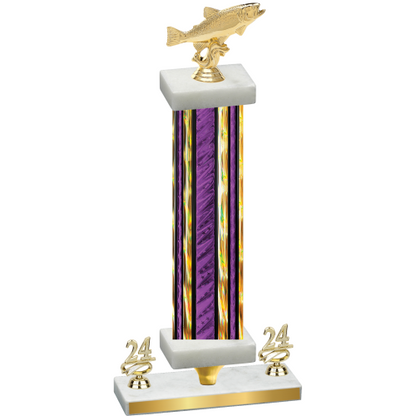 Premium Single Purple Glacier Year Fishing Trophy