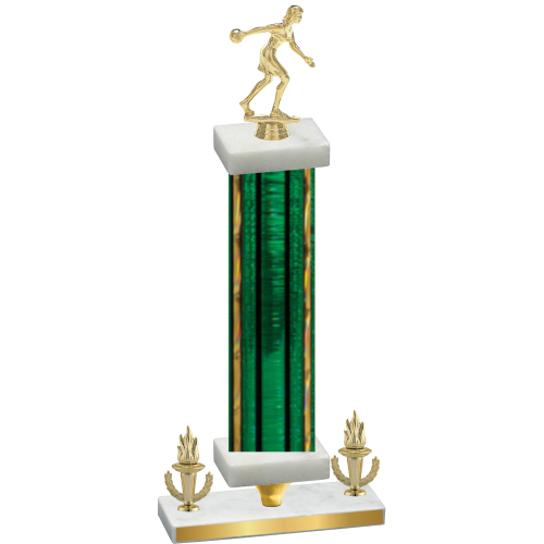 Premium Single Green Glacier Victory Bowling Trophy