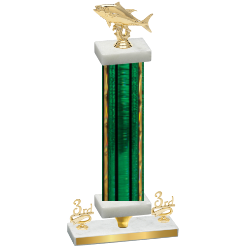 Premium Single Green Glacier Third Place Fishing Trophy