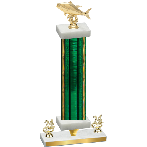 Premium Single Green Glacier Year Fishing Trophy