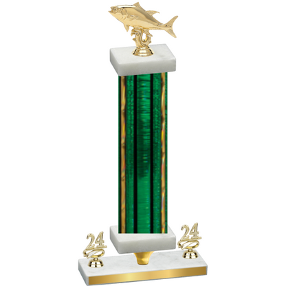 Premium Single Green Glacier Year Fishing Trophy