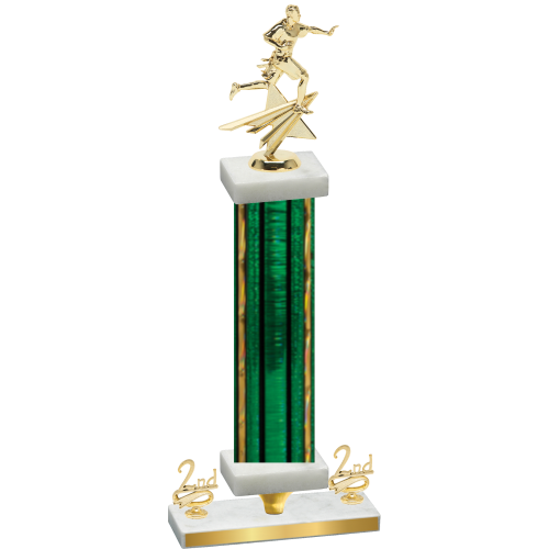 Premium Single Green Glacier Second Place Flag Football Trophy