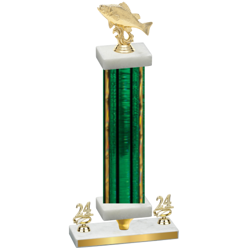 Premium Single Green Glacier Year Fishing Trophy