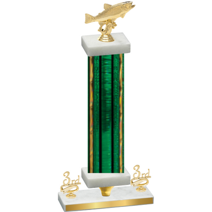 Premium Single Green Glacier Third Place Fishing Trophy