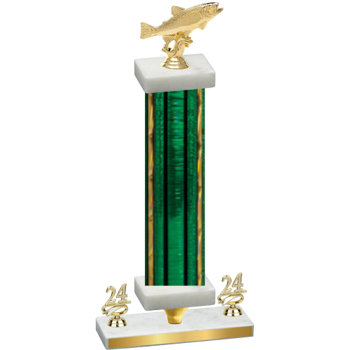 Premium Single Green Glacier Year Fishing Trophy