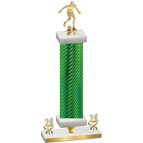 Premium Single Green Carbon Fiber Year Soccer Trophy