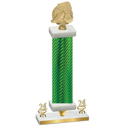 Premium Single Green Carbon Fiber Year Soccer Trophy