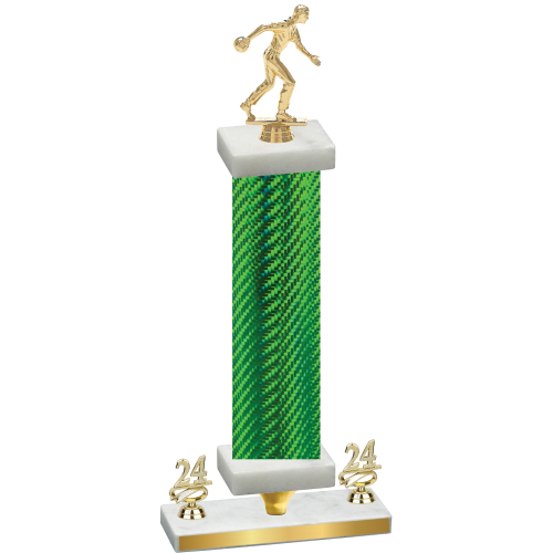 Premium Single Green Carbon Fiber Year Bowling Trophy
