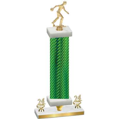Premium Single Green Carbon Fiber Year Bowling Trophy