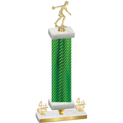 Premium Single Green Carbon Fiber Fourth Place Bowling Trophy