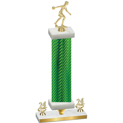Premium Single Green Carbon Fiber Year Bowling Trophy