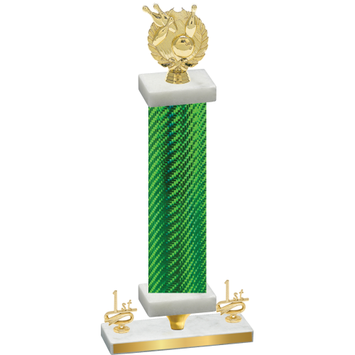 Premium Single Green Carbon Fiber First Place Bowling Trophy