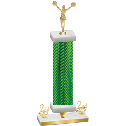 Premium Single Green Carbon Fiber Second Place Cheerleading Trophy