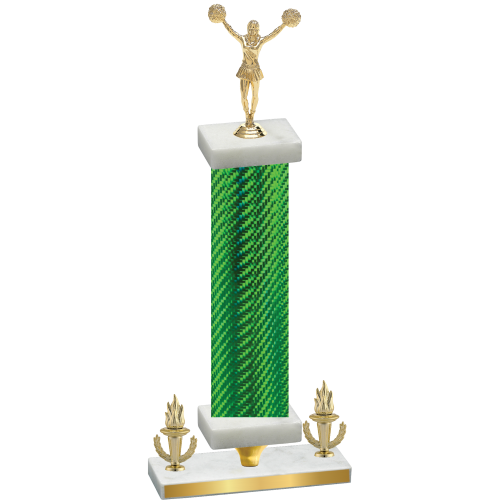 Premium Single Green Carbon Fiber Victory Cheerleading Trophy