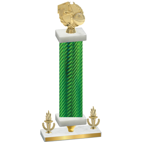 Premium Single Green Carbon Fiber Victory Basketball Trophy