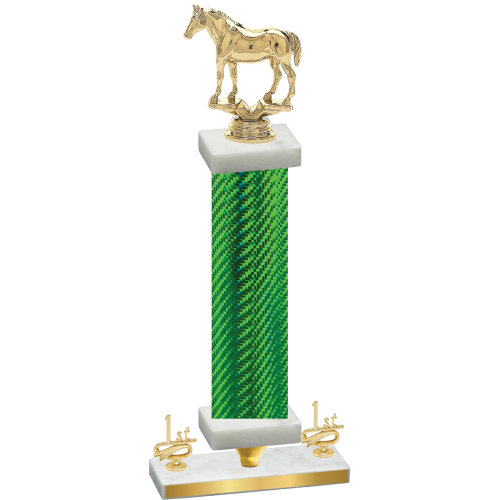 Premium Single Green Carbon Fiber First Place Horses Trophy