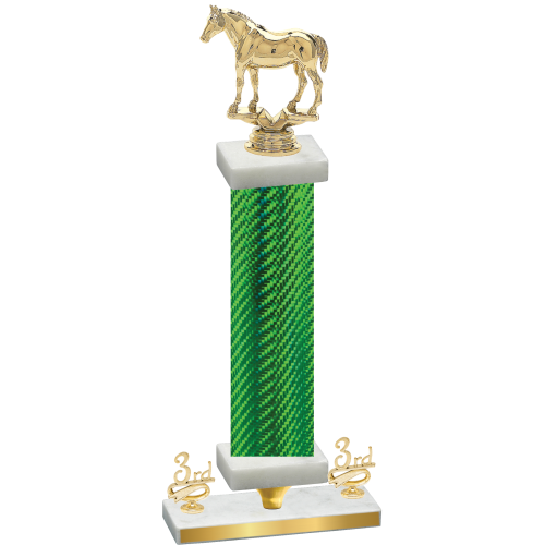 Premium Single Green Carbon Fiber Third Place Horses Trophy