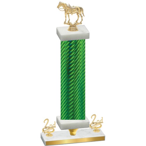 Premium Single Green Carbon Fiber Second Place Horses Trophy