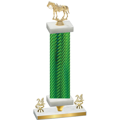 Premium Single Green Carbon Fiber Year Horses Trophy