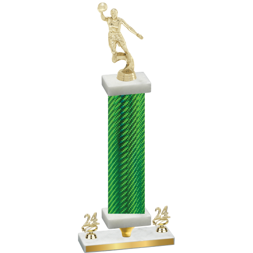 Premium Single Green Carbon Fiber Year Basketball Trophy