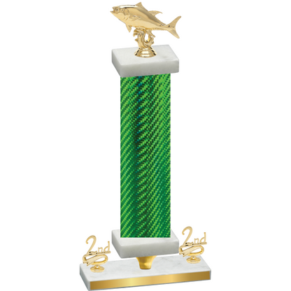 Premium Single Green Carbon Fiber Second Place Fishing Trophy